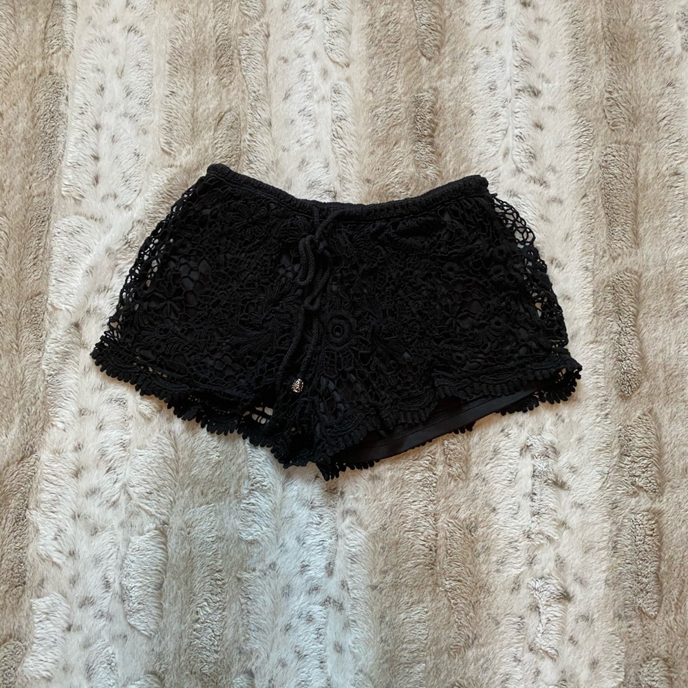 Women’s Black Lace Flowy Shorts